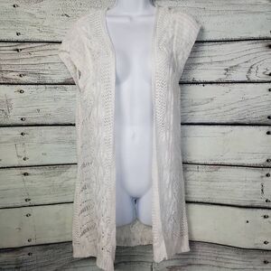 Maurices Women’s Sleeveless Knit Cardigan Vest White Open Front Size L